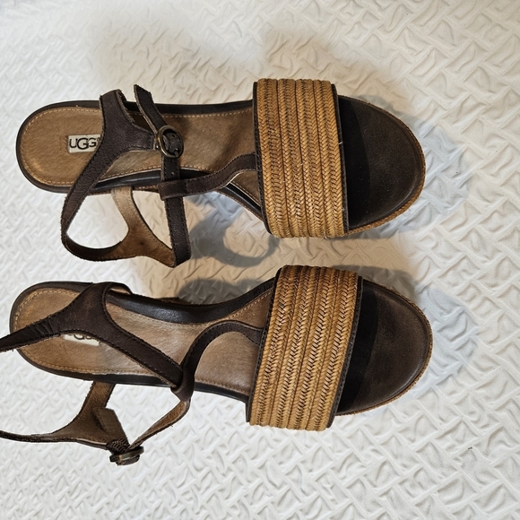 UGG Women's Brown Wedge Sandals - Picture 2 of 5